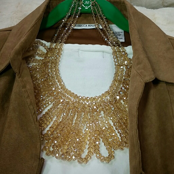 Champagne necklace glass crystals beautiful - Picture 3 of 5